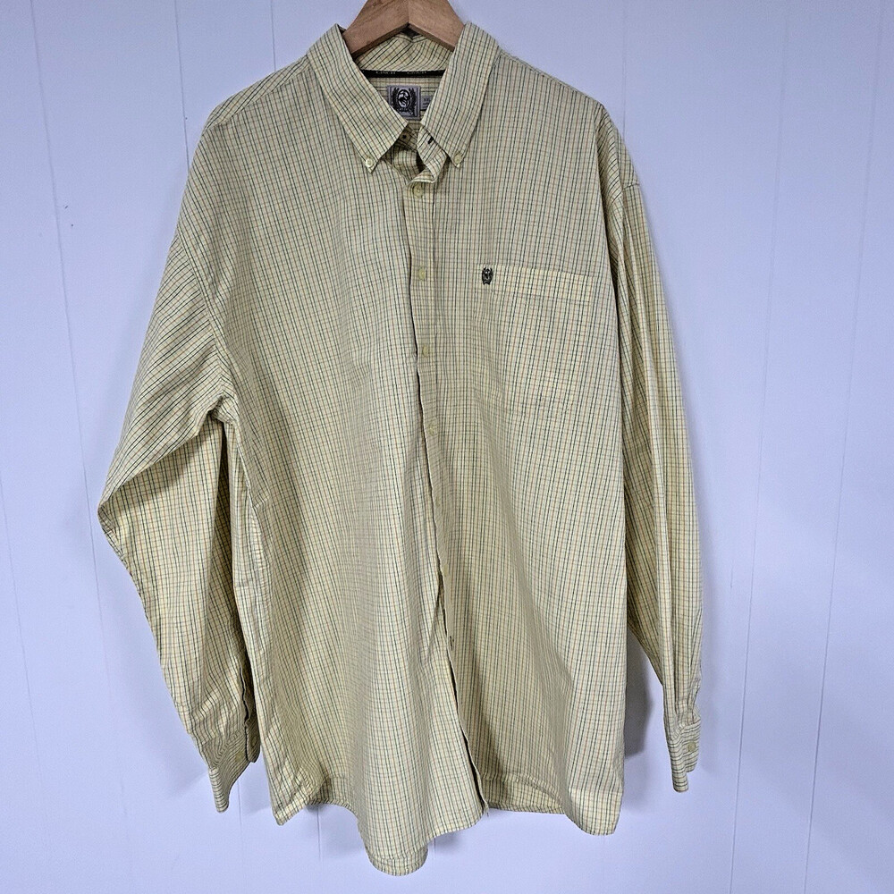 Cinch Western Shirt Mens Size XXL Plaid Yellow Long Sleeve Button Up